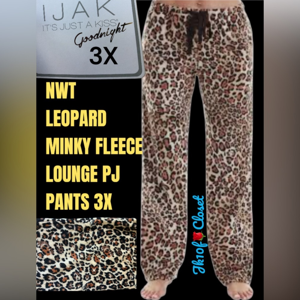 LOWEST🌺 NWT JUST LOVE 3X MINKY LEOPARD FLEECE LOUNGE PAJAMA PANTS